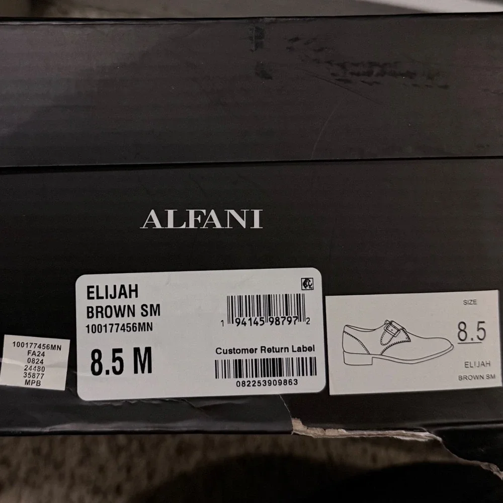 NEW Alfani Mens Elijah Single Monk Strap Shoes Brown Leather Sz 8.5M